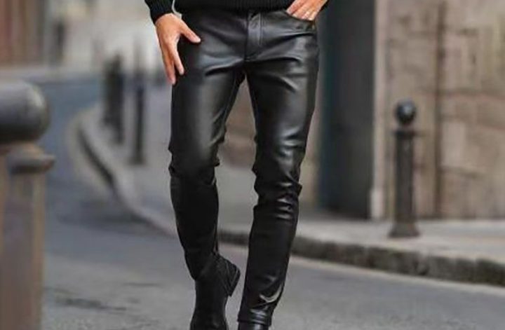 Mixing textures – leather pants for men