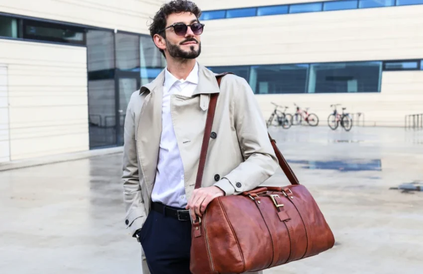 Leather duffle bags