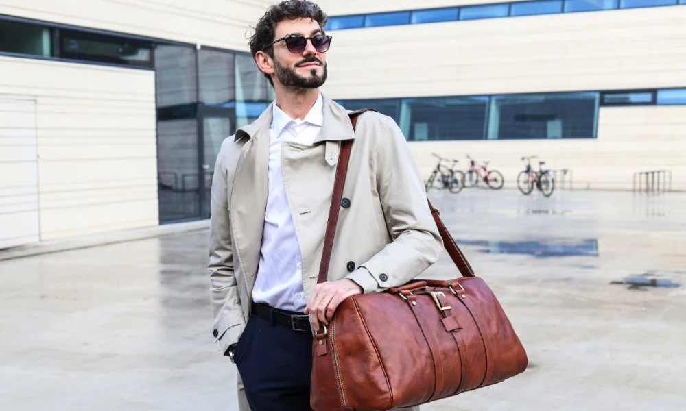 Leather duffle bags